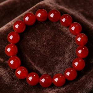 Smooth Red Agate Bead Bracelet For Daily Wear